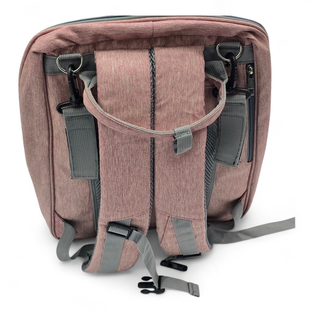 DERfunstar Diaper Bag Backpack with Portable Changing Station Pink Grey Travel - Picture 3 of 10